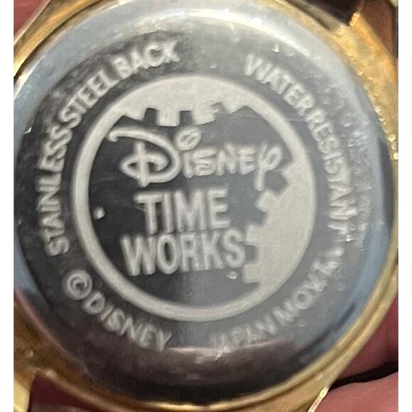 VTG Disney Time Works Minnie Mickey Mouse Watch Genuine Leather - New Battery - Picture 3 of 3